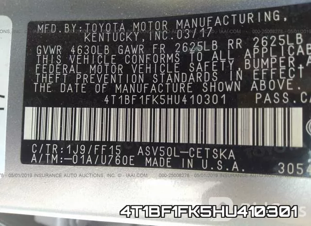 4T1BF1FK5HU410301 фото 10
