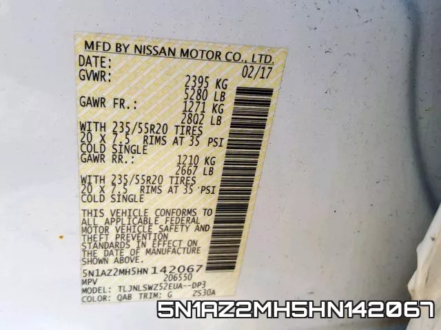 5N1AZ2MH5HN142067 фото 2