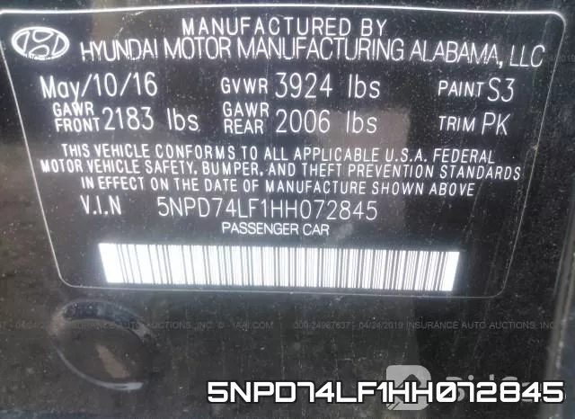 5NPD74LF1HH072845 фото 10