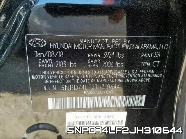 5NPD74LF2JH310644 фото 2