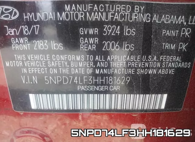 5NPD74LF3HH181629 фото 10