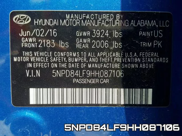 5NPD84LF9HH087106 фото 2