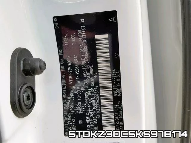 5TDKZ3DC5KS978174 фото 2