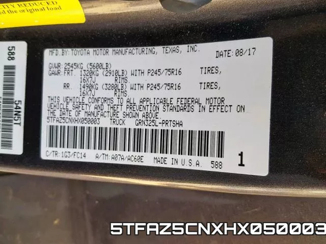 5TFAZ5CNXHX050003 фото 2