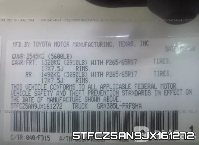 5TFCZ5AN9JX161272 фото 10