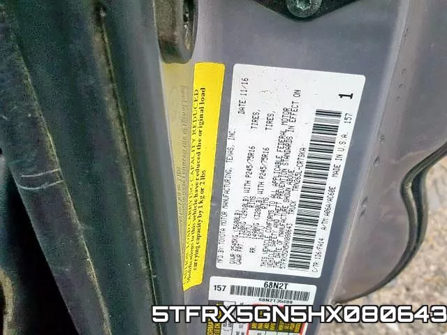 5TFRX5GN5HX080643 фото 2