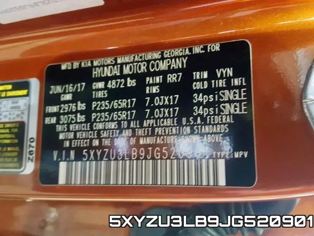 5XYZU3LB9JG520901 фото 2