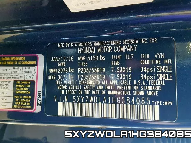 5XYZWDLA1HG384085 фото 2