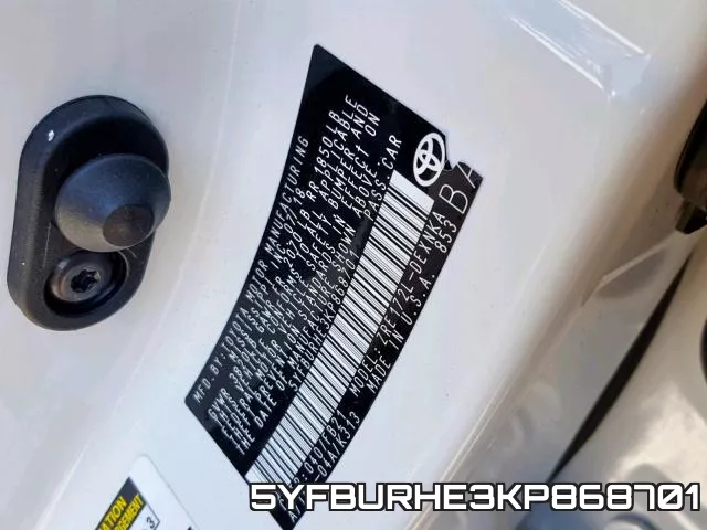 5YFBURHE3KP868701 фото 2