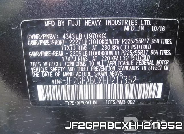JF2GPABCXHH217352 фото 10
