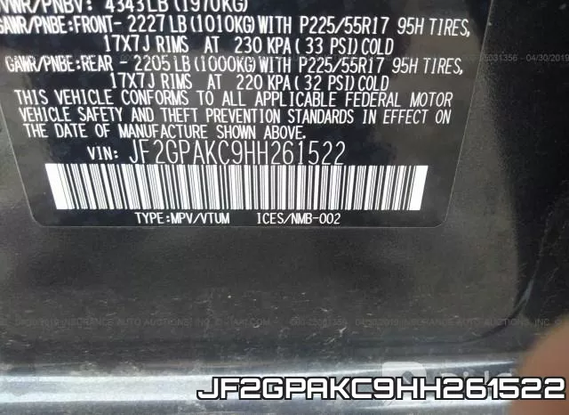 JF2GPAKC9HH261522 фото 10