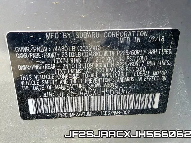JF2SJAACXJH566062 фото 2