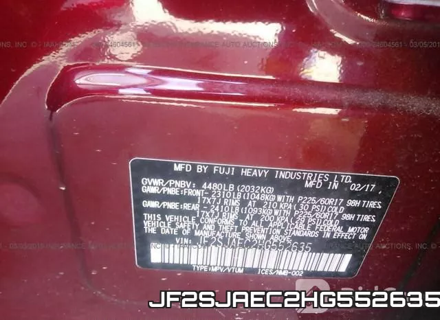 JF2SJAEC2HG552635 фото 10