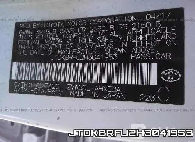 JTDKBRFU2H3041953 фото 10