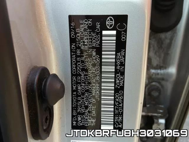JTDKBRFU8H3031069 фото 2