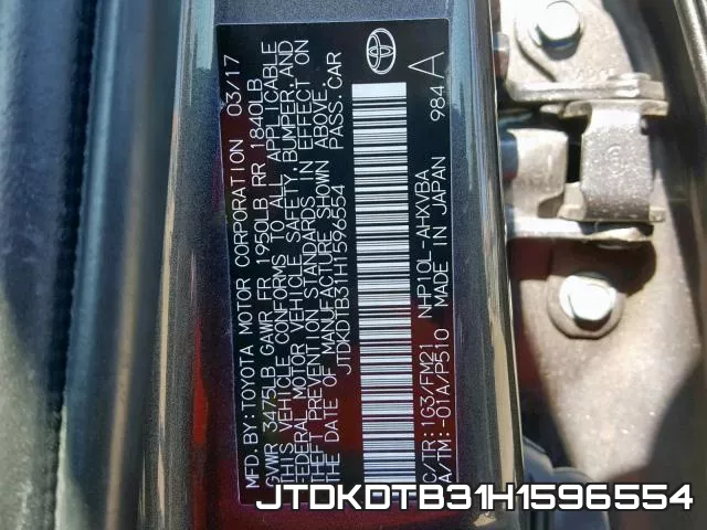 JTDKDTB31H1596554 фото 2