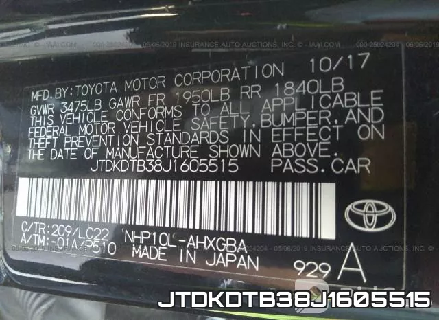 JTDKDTB38J1605515 фото 9