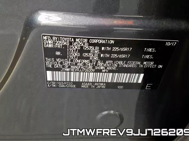 JTMWFREV9JJ726209 фото 2