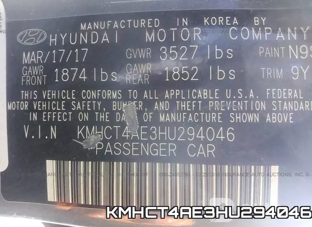 KMHCT4AE3HU294046 фото 10