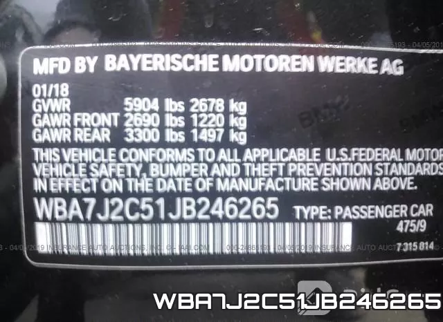 WBA7J2C51JB246265 фото 10