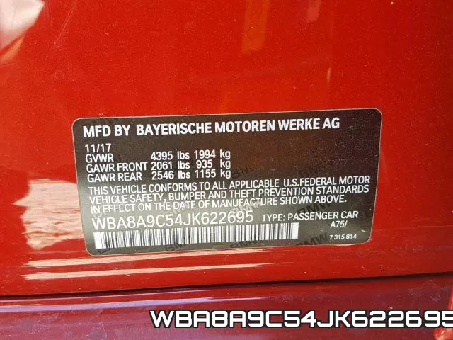 WBA8A9C54JK622695 фото 2
