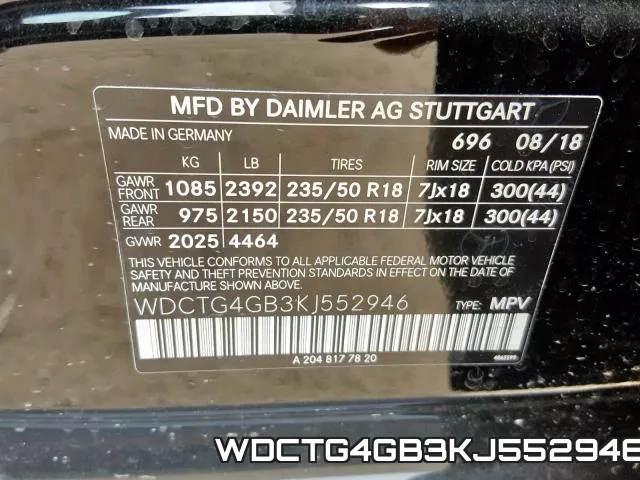 WDCTG4GB3KJ552946 фото 2