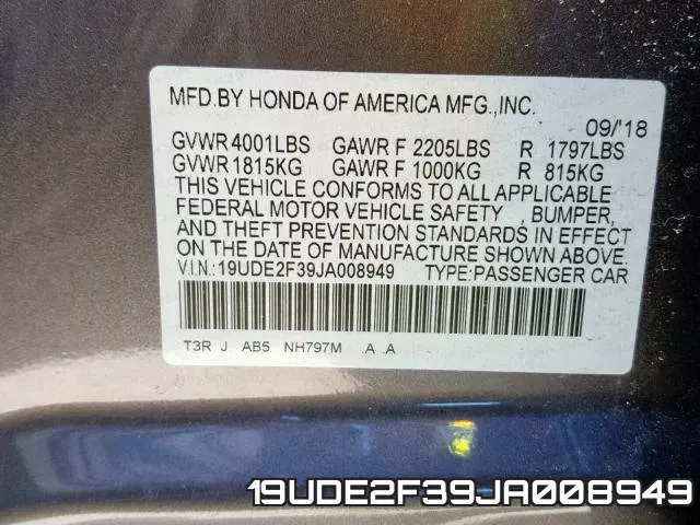 19UDE2F39JA008949 фото 2