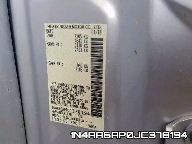 1N4AA6AP0JC378194 фото 2
