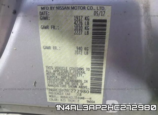 1N4AL3AP2HC272980 фото 10
