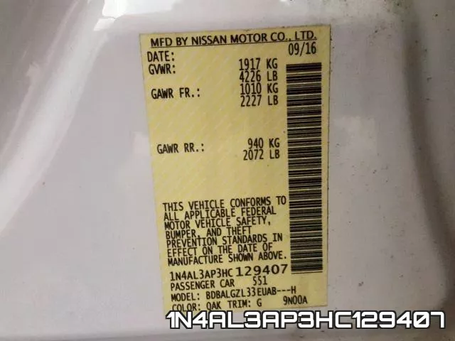 1N4AL3AP3HC129407 фото 2