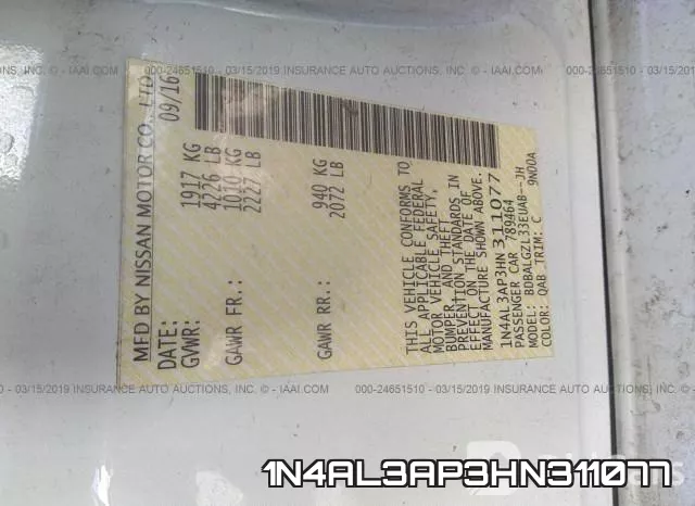 1N4AL3AP3HN311077 фото 10