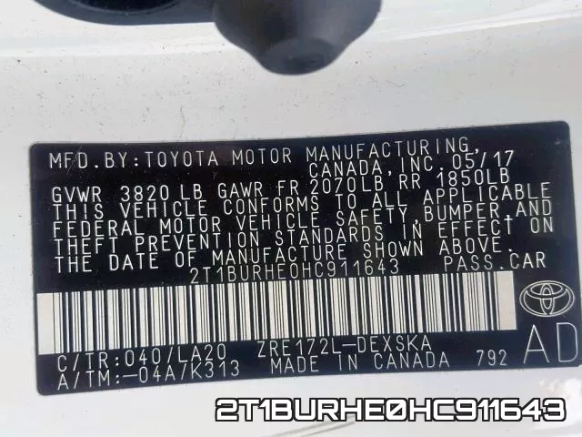 2T1BURHE0HC911643 фото 2