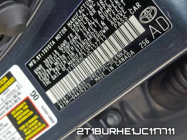 2T1BURHE1JC117711 фото 2