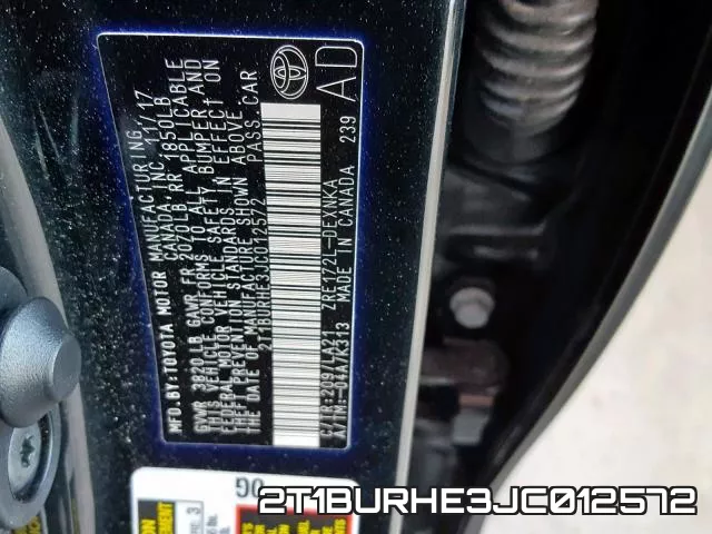 2T1BURHE3JC012572 фото 2