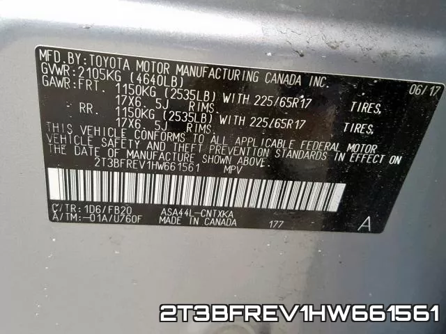 2T3BFREV1HW661561 фото 2