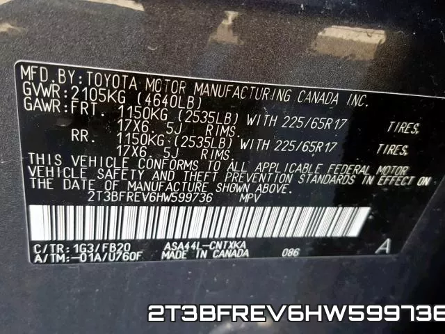 2T3BFREV6HW599736 фото 2