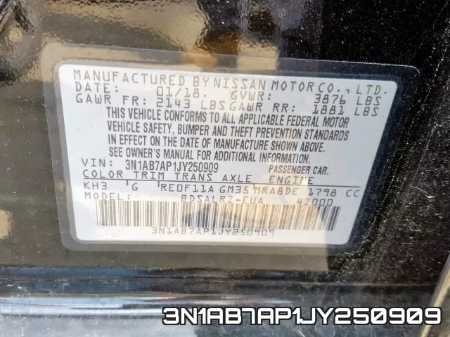 3N1AB7AP1JY250909 фото 2