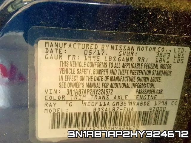 3N1AB7AP2HY324672 фото 2