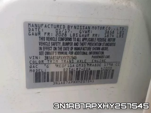 3N1AB7APXHY257545 фото 2