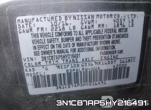 3N1CB7AP5HY216491 фото 10