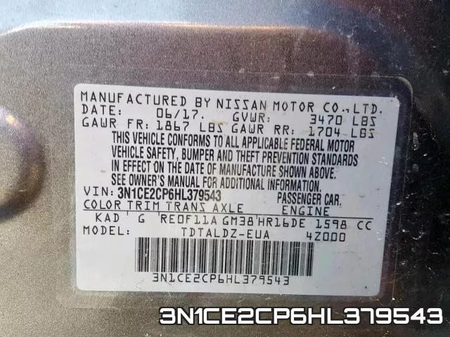 3N1CE2CP6HL379543 фото 2