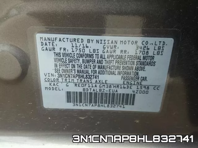 3N1CN7AP8HL832741 фото 2