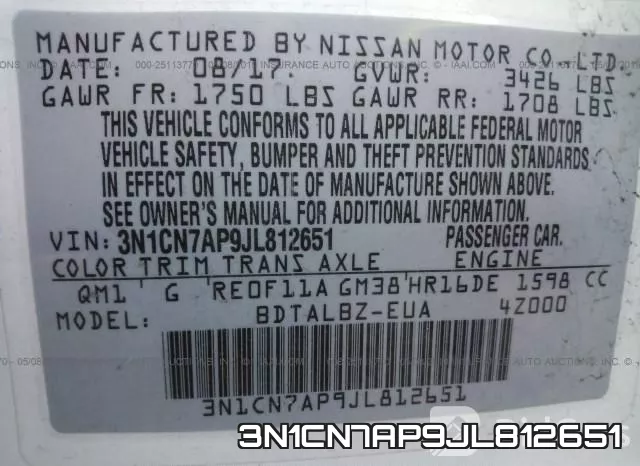 3N1CN7AP9JL812651 фото 10
