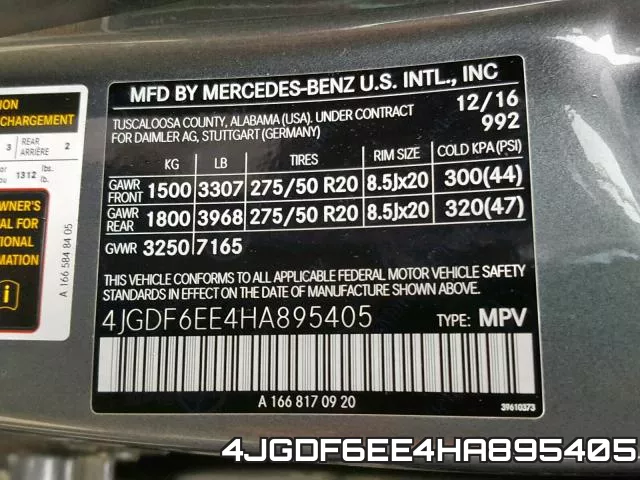 4JGDF6EE4HA895405 фото 2