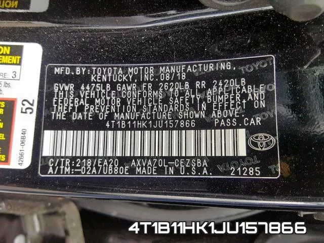4T1B11HK1JU157866 фото 2