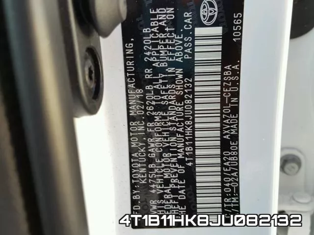4T1B11HK8JU082132 фото 2
