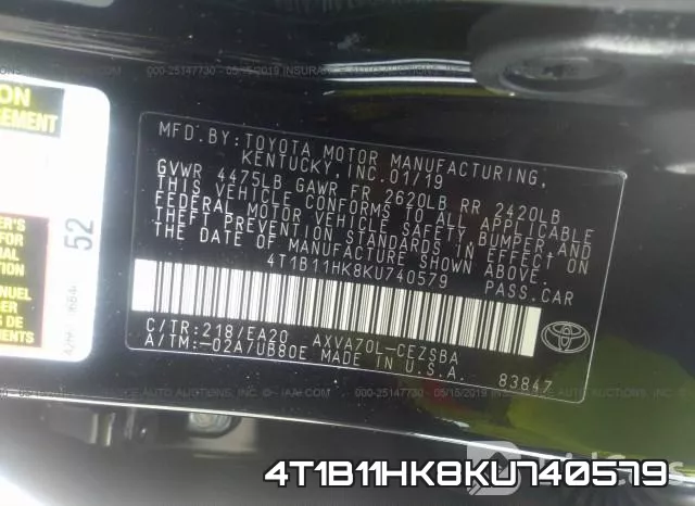 4T1B11HK8KU740579 фото 10