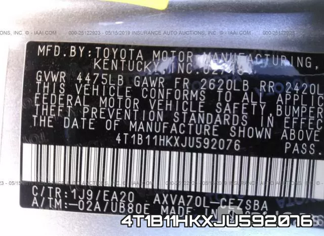 4T1B11HKXJU592076 фото 10