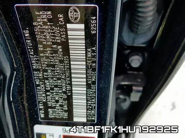 4T1BF1FK1HU792925 фото 2