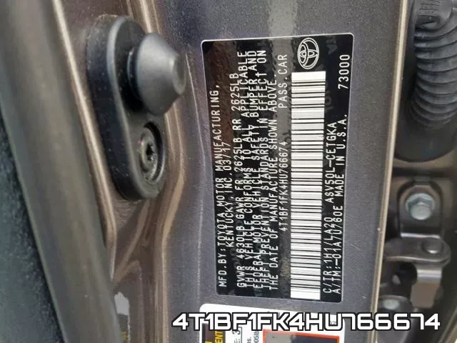4T1BF1FK4HU766674 фото 2